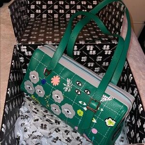 RARE discontinued Min & Mon Floral Green Leather Shoulder Bag (BRAND NEW)